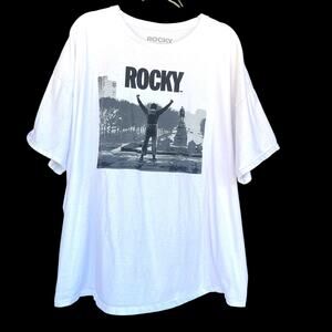 Rocky Shirt Mens 3XL White Classic Movie Philadelphia Steps Graphic Tee Boxing